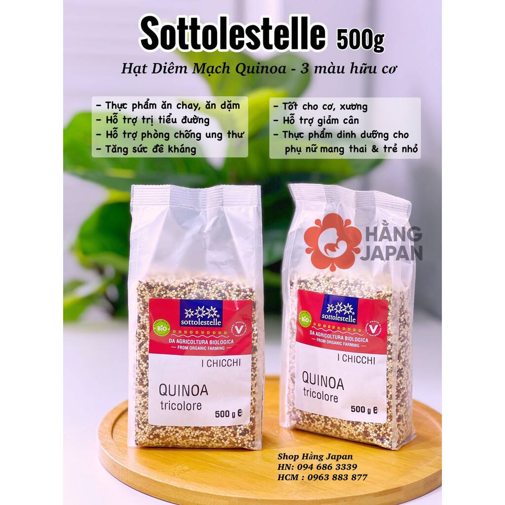 [chÍnh HÃng] Hạt Diêm Mạch (quinoa) Hỗn Hợp 3 Màu Hữu Cơ Sottolestelle 500gr 