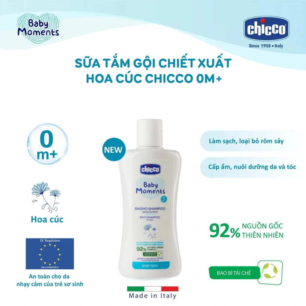 Sữa tắm gội chiết xuất Hoa cúc Chicco 0M+ 19 Sữa Tắm Gội Chiết Xuất Hoa Cúc Chicco 0m+ (3)