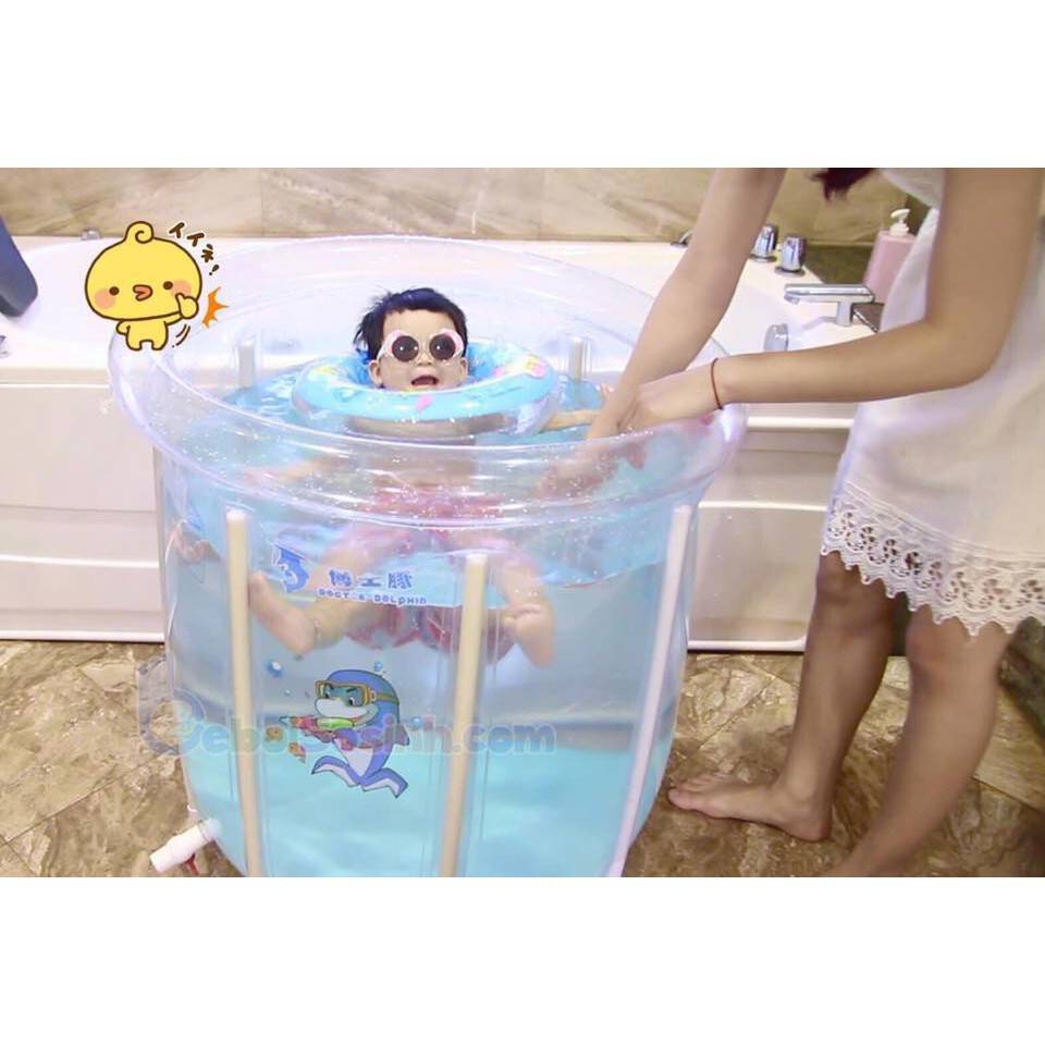 Bể Bơi Đứng Thành Cao Trong Suốt Baby Supplies tặng kèm phao cổ