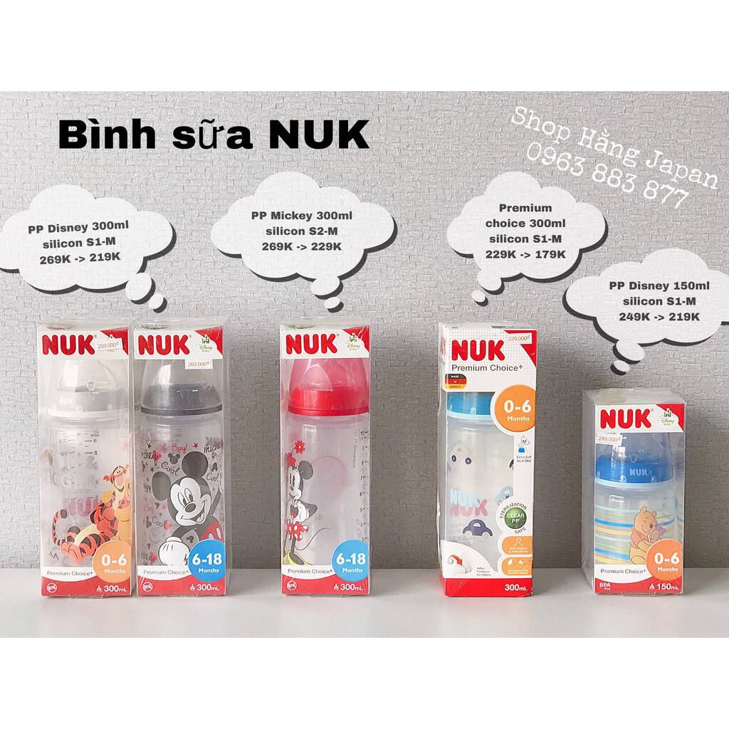 Bình sữa nhựa NUK Premium Choice +PP 150ml và 300ml