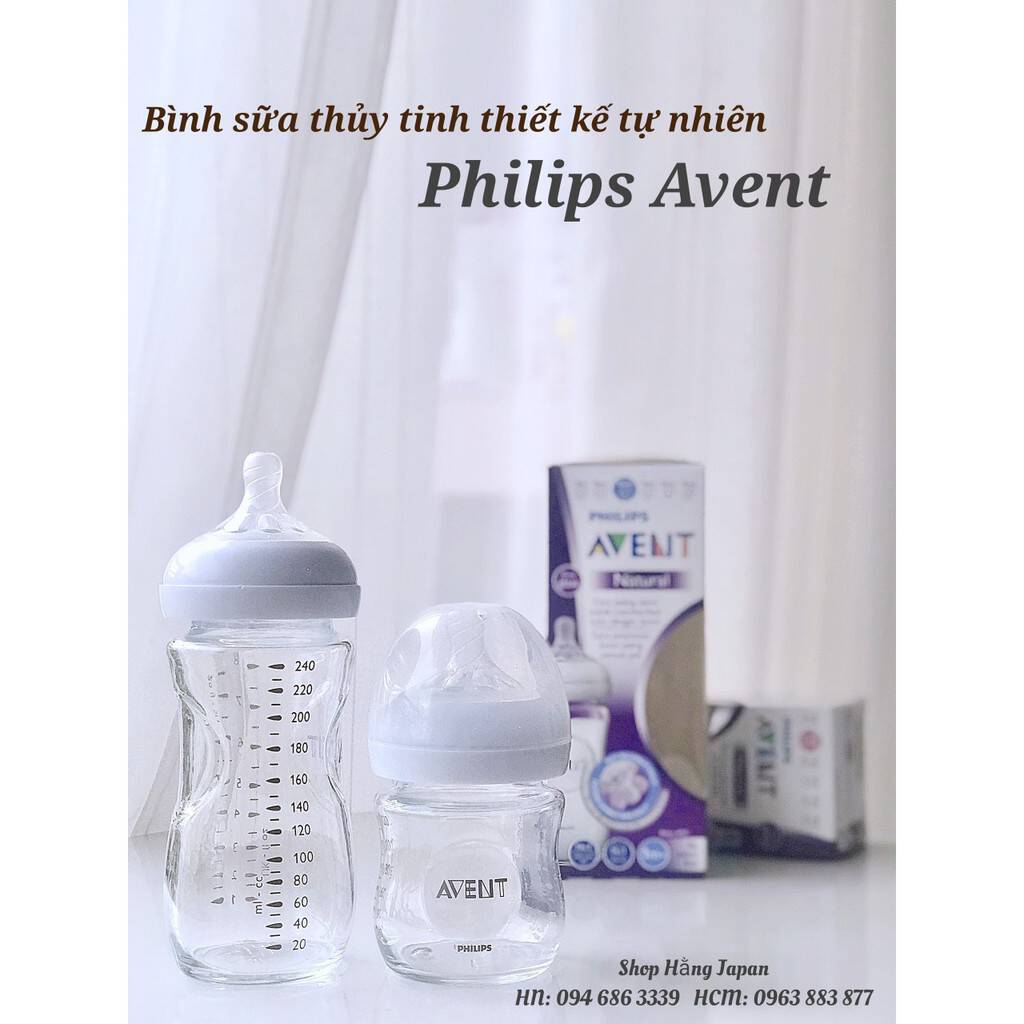 Bình sữa thủy tinh Philips Avent núm silicone mô phỏng tự nhiên