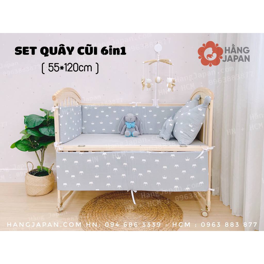 Bộ quây cũi vải kèm ga chun mẫu vương miện 20 Bộ quây cũi vải kèm ga chun mẫu vương miện