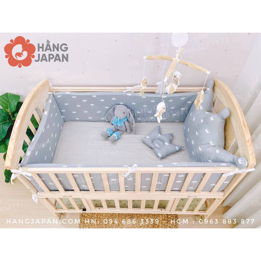 Bộ quây cũi vải kèm ga chun mẫu vương miện 21 Bộ quây cũi vải kèm ga chun mẫu vương miện