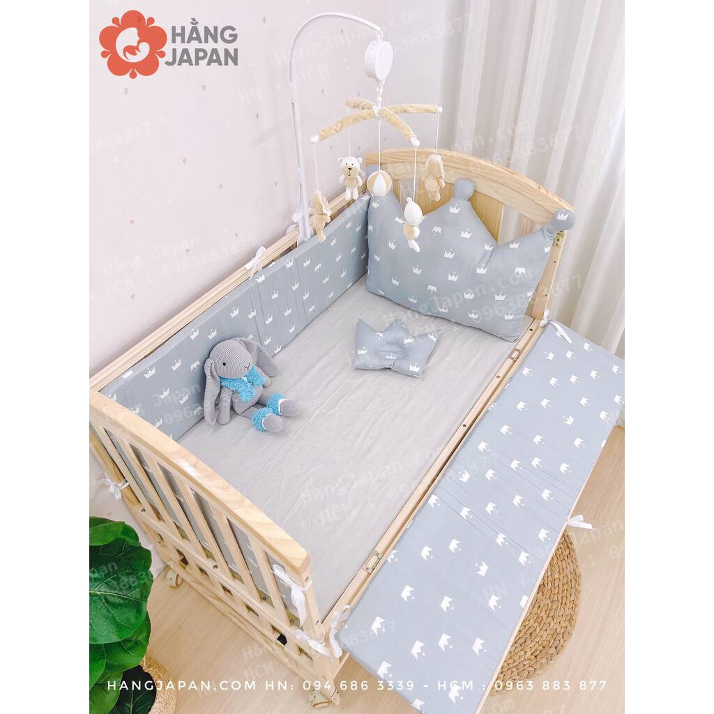 Bộ quây cũi vải kèm ga chun mẫu vương miện 26 Bộ quây cũi vải kèm ga chun mẫu vương miện
