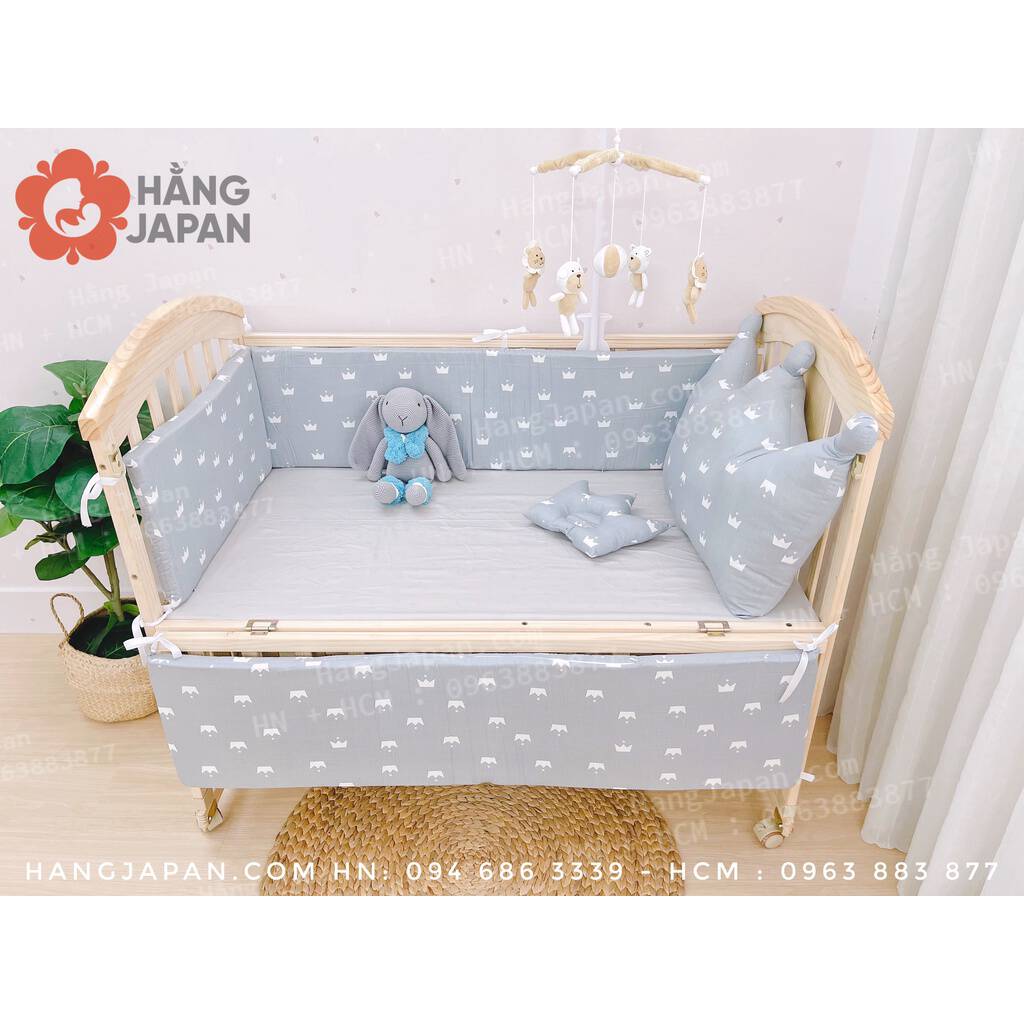 Bộ quây cũi vải kèm ga chun mẫu vương miện 28 Bộ quây cũi vải kèm ga chun mẫu vương miện