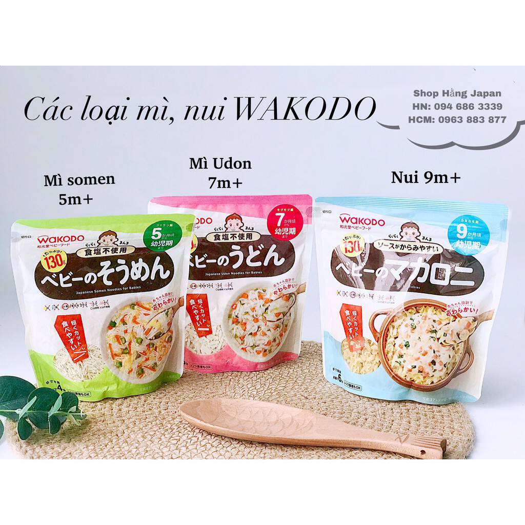 Các loại Mỳ Nui Wakodo Cho Bé Từ 6- 9 Tháng Tuổi - Nhật Bản (130g)