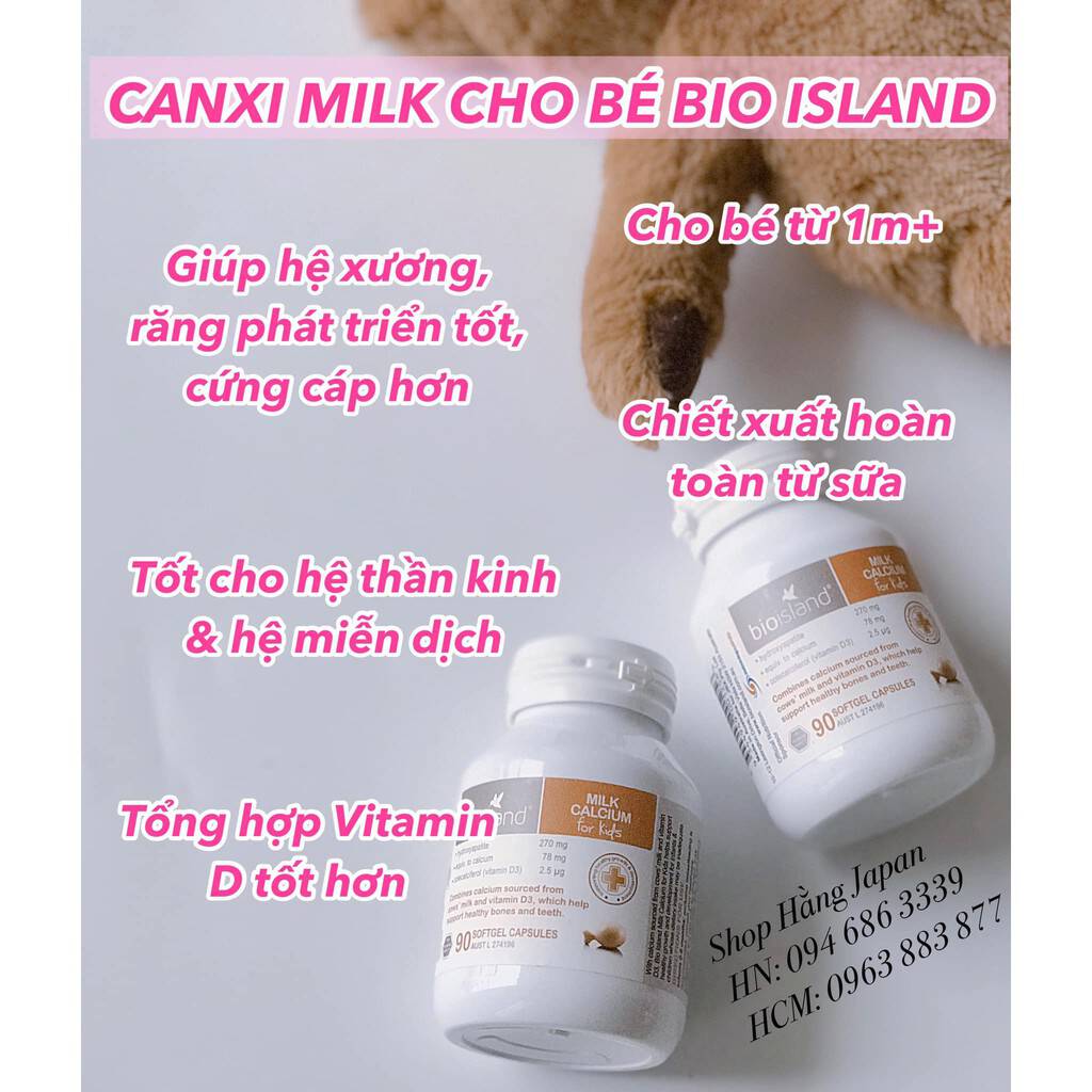 Canxi sữa Bioisland Nâu 90/150 viên Hàng ÚC - Bổ sung canxi cho bé từ 7 tháng tuổi