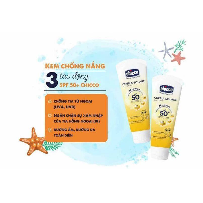 Kem chống nắng 3 tác động Chicco Ý 75ml