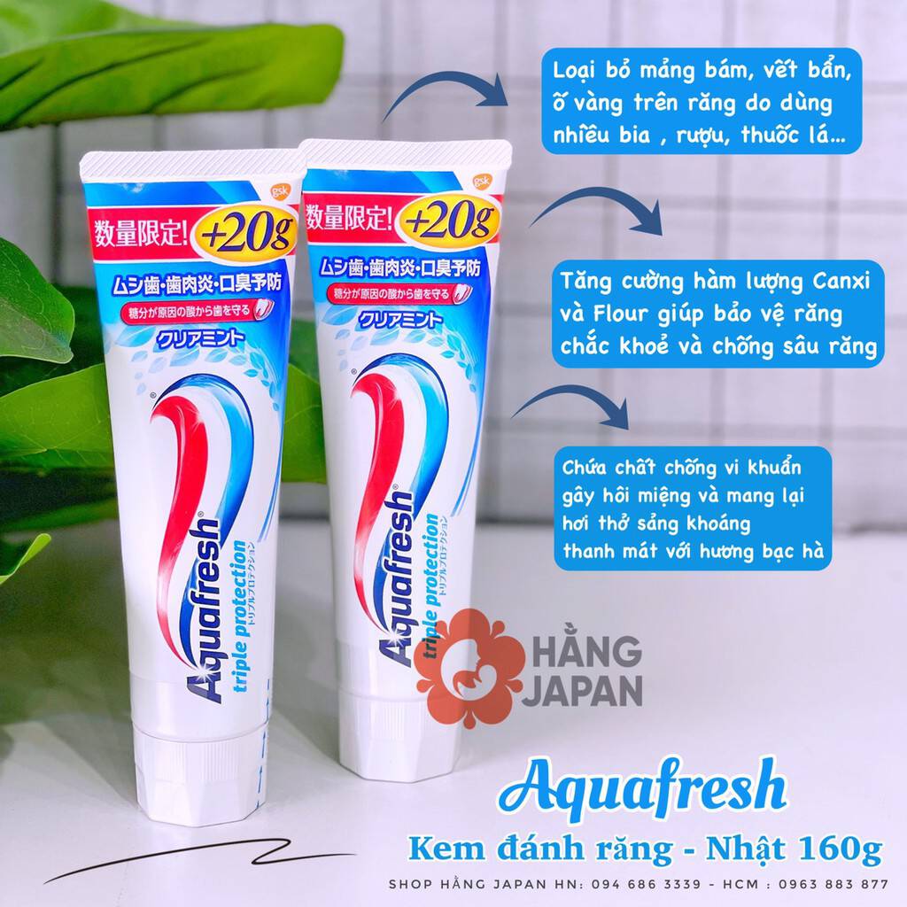 Kem Đánh Răng Aquafresh 160g /white & White 150gr Hàng Nhật Bản 