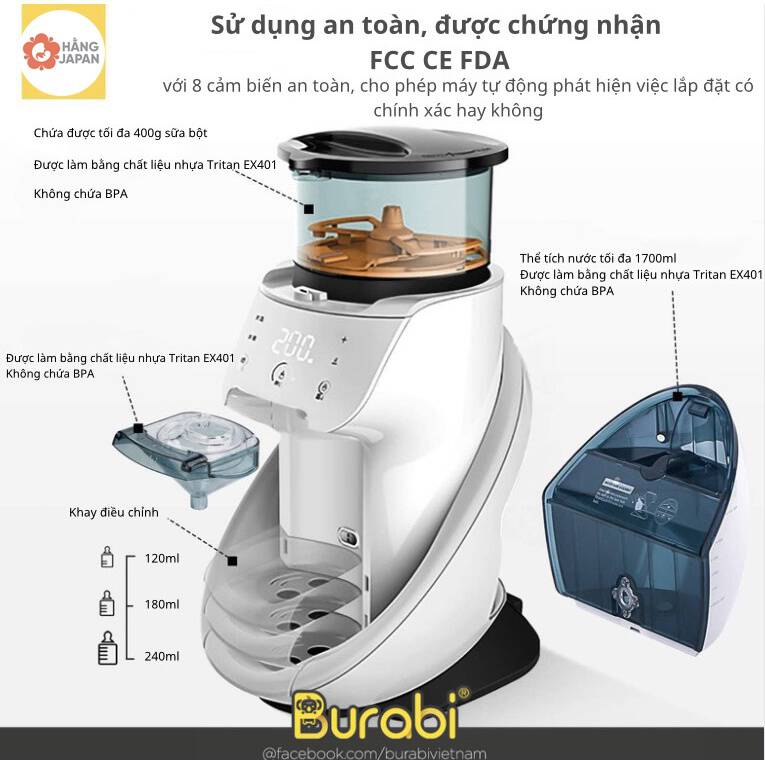 Máy Pha Sữa Cho Bé Burabi Plus