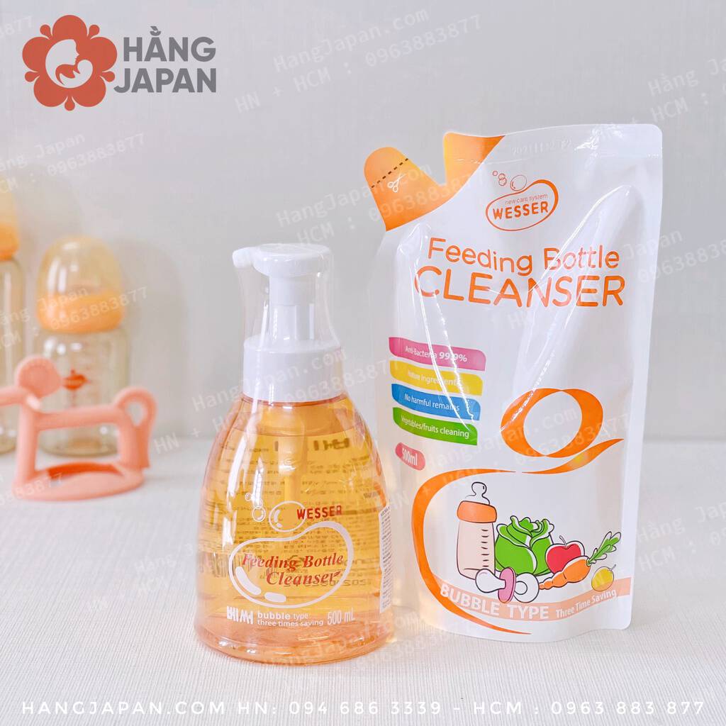 Nước rửa bình sữa Wesser chai/túi 500ml