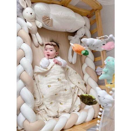 Quây cũi vải xoắn cho em bé bao gồm: 1 ga+1 gối đầu giường+1 quây xoắn nhiều màu