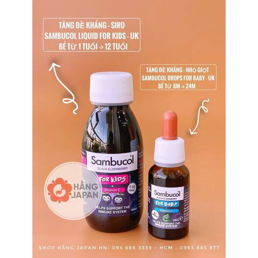 Siro vitamin C Sambucol Black Elderberry Liquid hàng anh cho bé từ 6 tháng trở lên