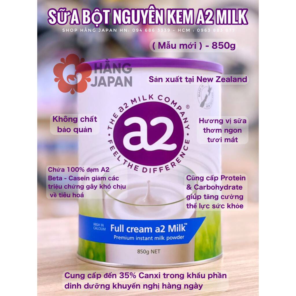 Sữa A2 nguyên kem - tách kem Úc 850gr
