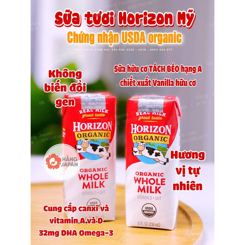 Sữa Tươi Hữu Cơ Nguyên Kem Horizon Organic Mỹ Dạng Nước 236ml/hôp 