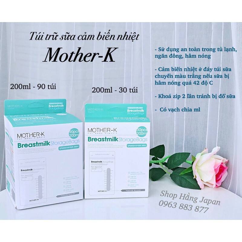 Túi trữ sữa cảm biến nhiệt MOTHER-K 200ML