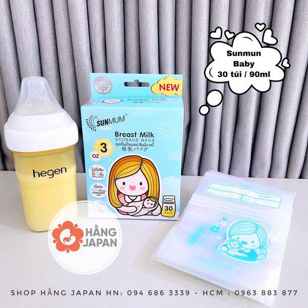 Túi trữ sữa Sunum 2 khoá zip hộp 20 túi made in Thailand