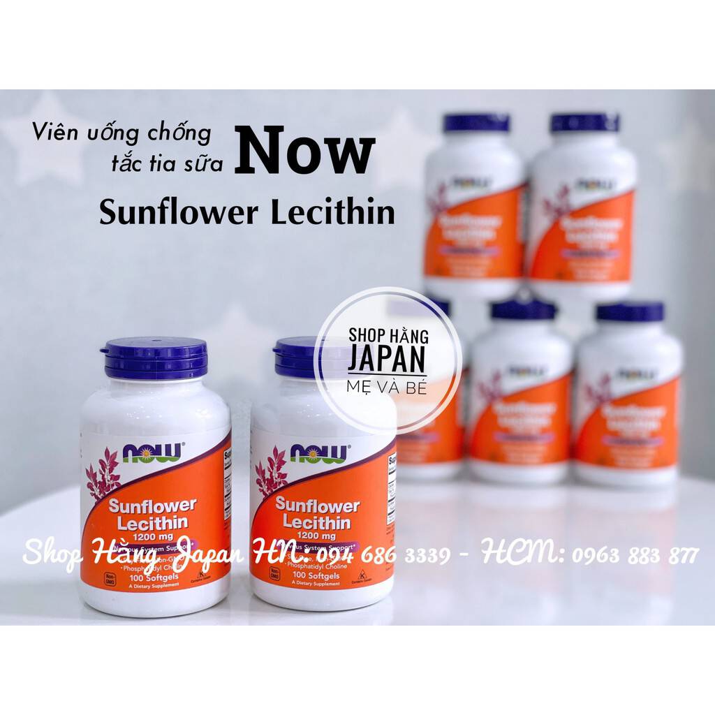 Viên uống chống tắc tia sữa Now Sunflower Lecithin