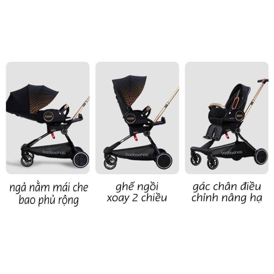 Xe đẩy cho bé Baobaohao V9 gấp gọn có tư 3 tư thế nằm, ngả,ngồi đẩy 2 chiều cho trẻ sơ sinh từ 0-5 tuổi bảo hành 1 năm