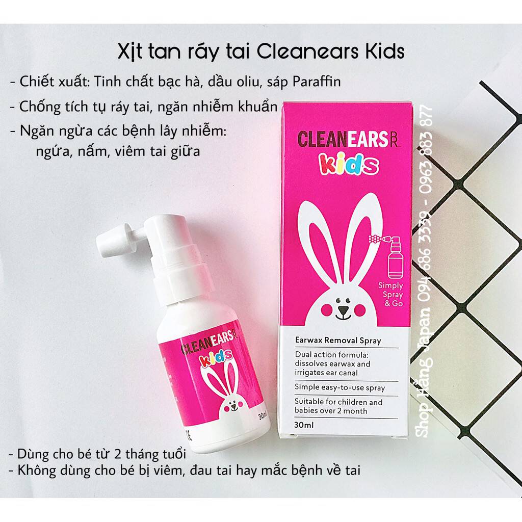 Xịt Tan Ráy Tai Cleanears Kids 30ml Cho Bé Hàng úc 1