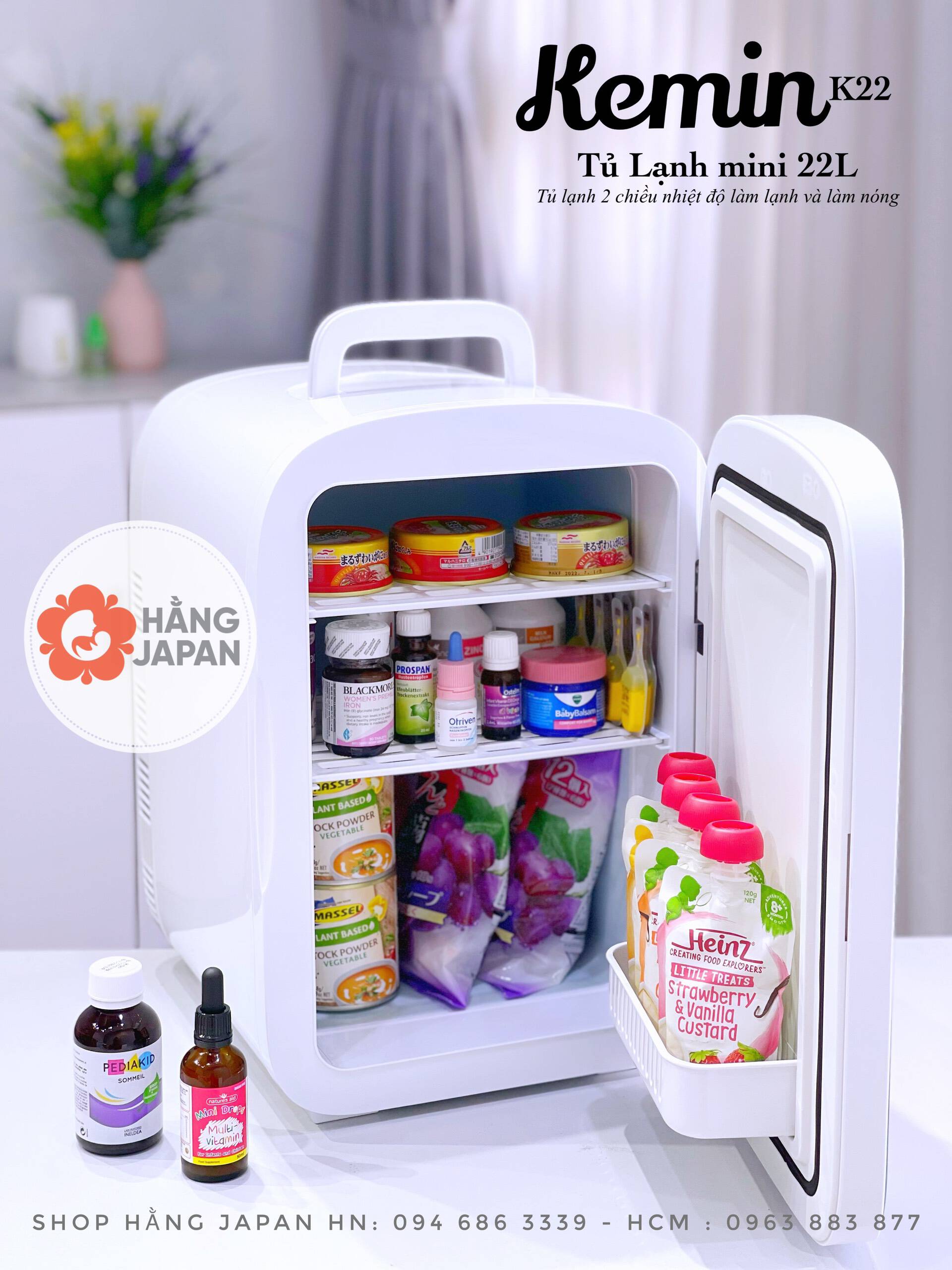 Tủ lạnh mini Kemin 22L - 2 Chiều nóng lạnh