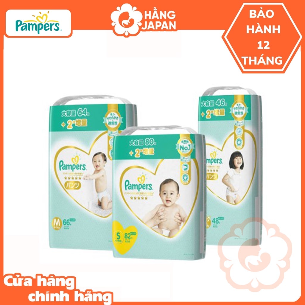 Bỉm Quần/Dán Pampers Nhật NB88/ S80/ M66/ M64/ L54/ L52/ XL48 sử dụng cho bé từ sơ sinh