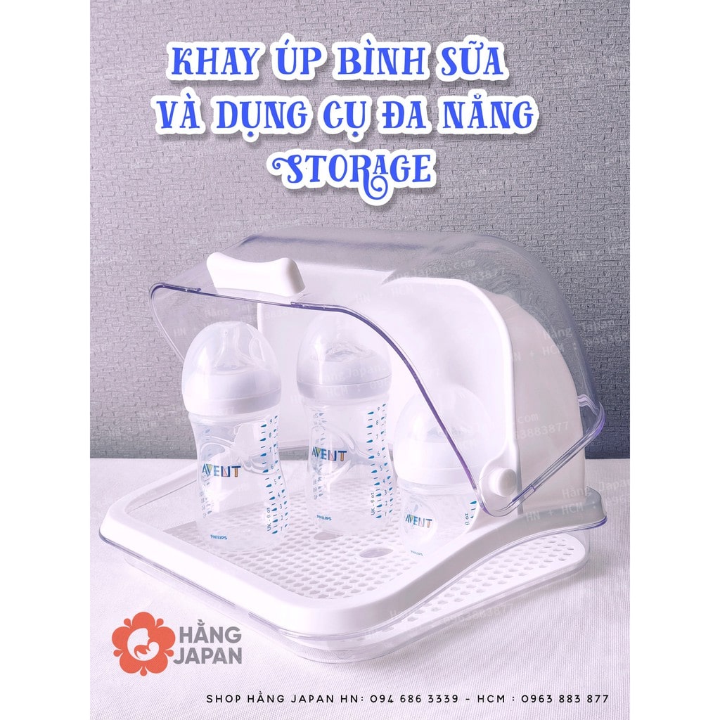 Khay úp bình sữa có nắp đậy màu trắng Kích thước: 31*29.5*22cm