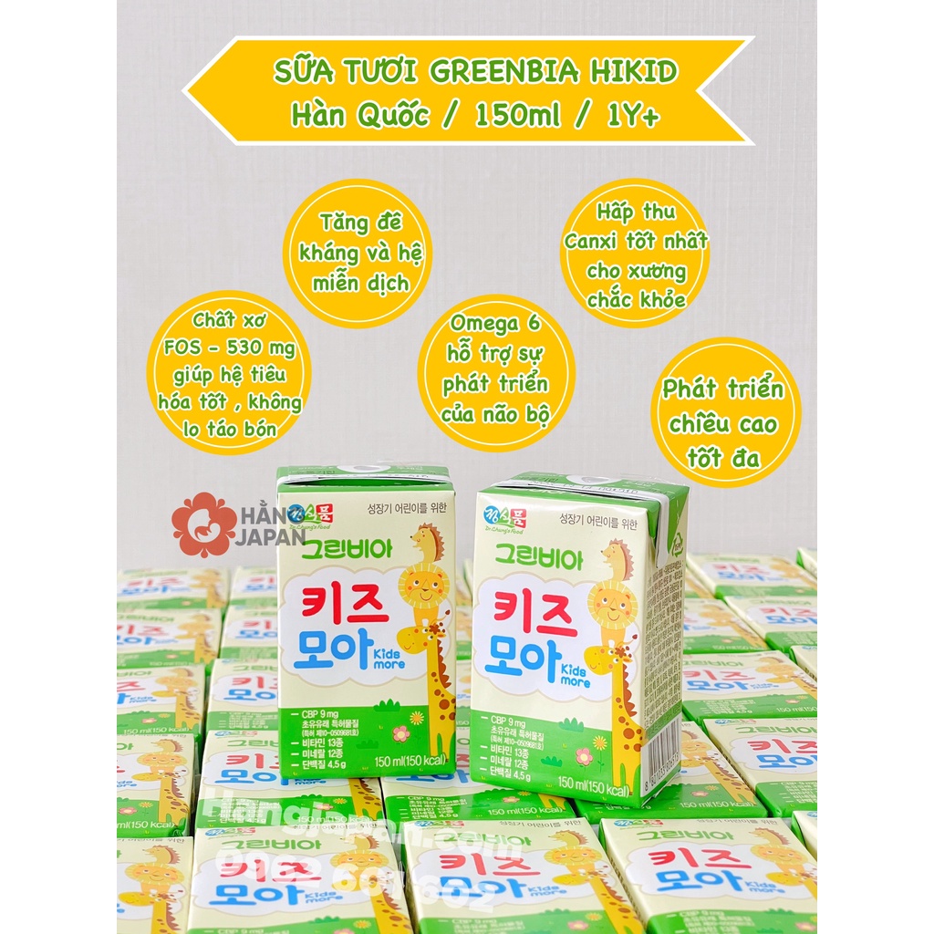 Sữa Tươi Greenbia Hi-kids Hàn Quốc Hộp 150ml