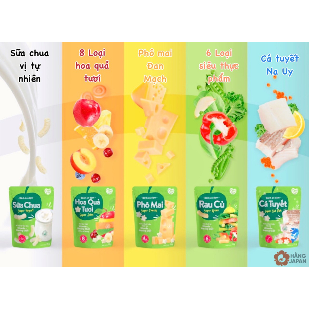 Bánh ăn dặm Mămmy vị rau củ, phô mai, trái cây, cá tuyết, sữa chua giòn tan, vừa tay bé gói 25g - cho bé từ 6m+ 22 Bánh ăn Dặm Mămmy Vừa Tay Bé Gói 25g (6)