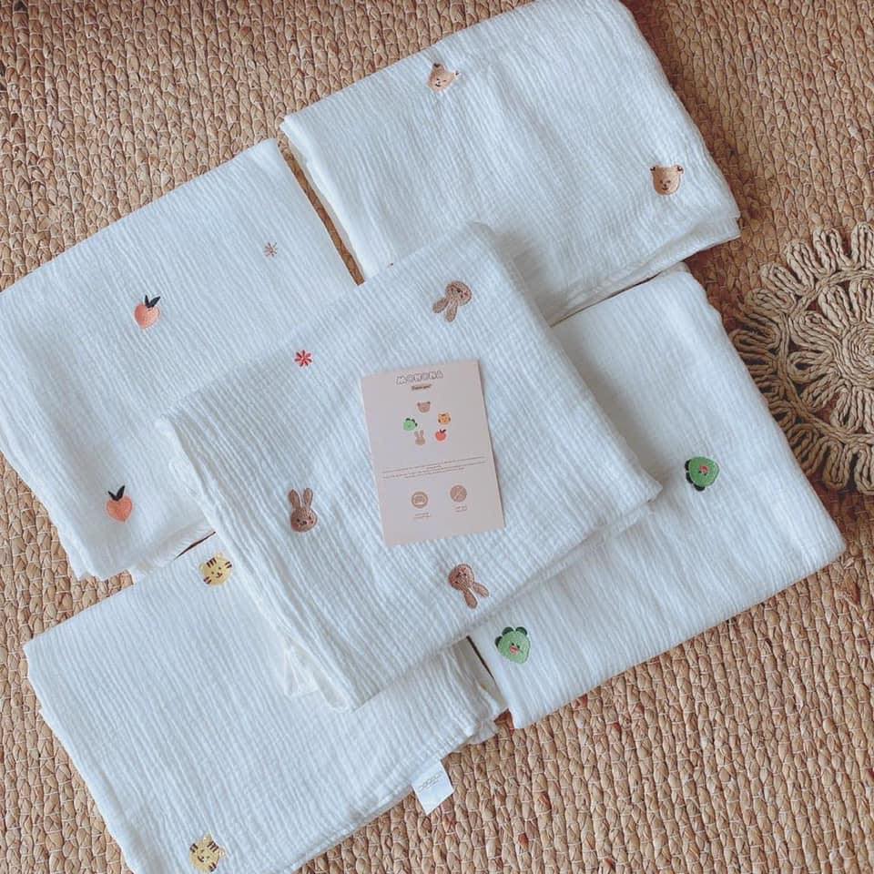 Chăn gạc xô Monona 4 lớp màu trắng họa tiết 20 Chăn Gạc Xô Monona 4 Lớp Màu Trắng Họa Tiết (5)