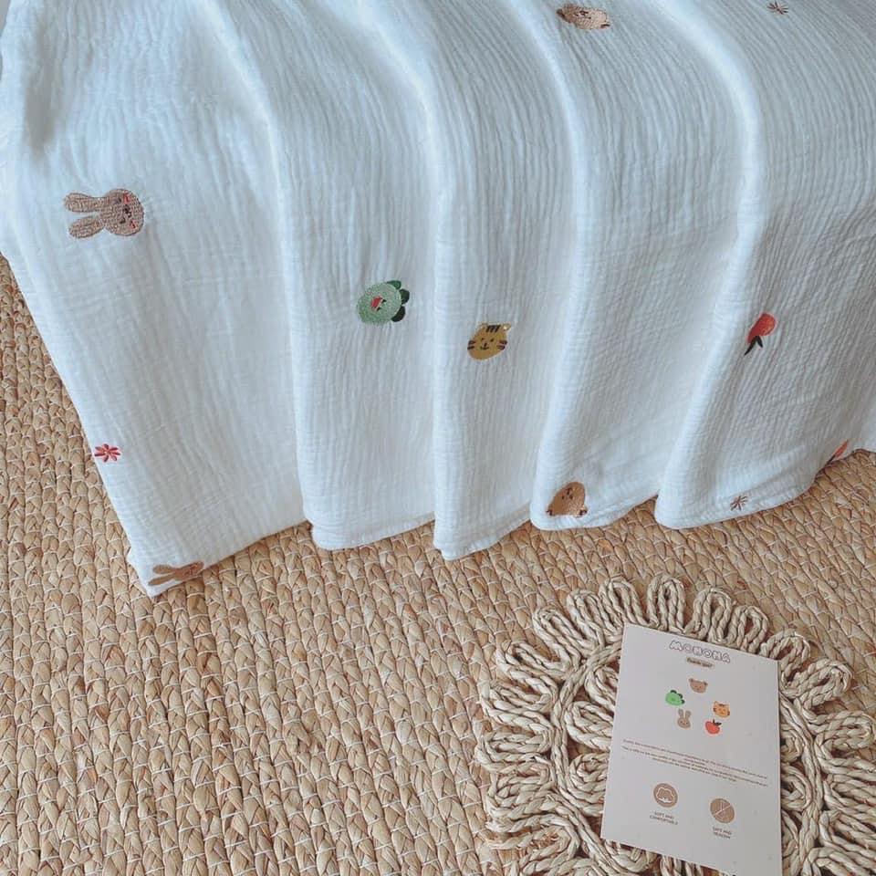 Chăn gạc xô Monona 4 lớp màu trắng họa tiết 19 Chăn Gạc Xô Monona 4 Lớp Màu Trắng Họa Tiết (6)