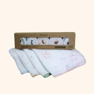 Khăn Xô Sợi Tre Lụa (set 5c khăn sữa) 30x30cm hoạ tiết ngẫu nhiên