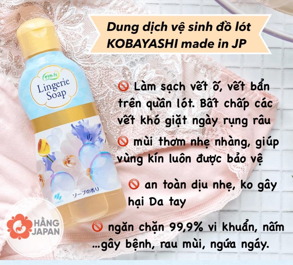 Nước giặt đồ lót Nhật Kobayashi Lingerie Soap 120ml 34 Nước Giặt đồ Lót Nhật Kobayashi Lingerie Soap 120ml (6)