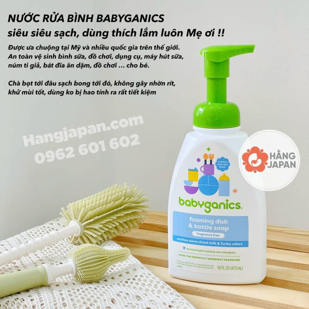 Nước rửa bình sữa tạo bọt Babyganics 20 Nước Rửa Bình Sữa Tạo Bọt Babyganics (1)