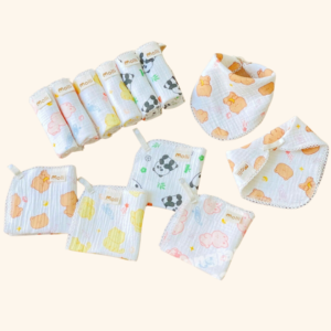 Set 3 khăn sữa 4 lớp Molli màu ngẫu nhiên (25*25cm)