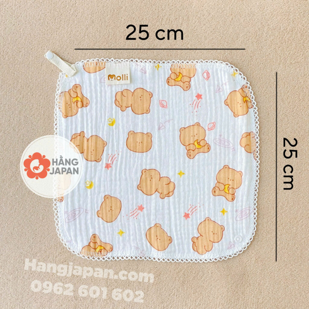 Set 3 khăn sữa 4 lớp Molli màu ngẫu nhiên (25*25cm) 25 Set 3 Khăn Sữa 4 Lớp Molli Màu Ngẫu Nhiên (2525cm) (2)