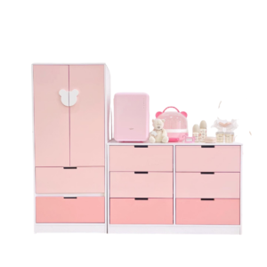 Tủ quần áo DeJoy chất liệu gỗ MDF màu hồng hình gấu
