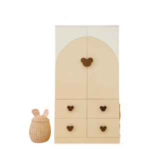 Tủ quần áo DeJoy chất liệu gỗ MDF màu kem hình gấu nâu