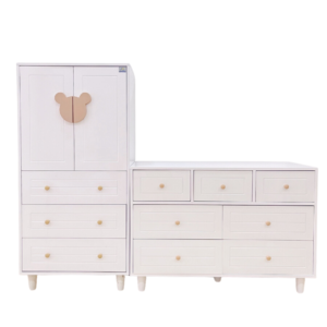 Tủ quần áo DeJoy chất liệu gỗ MDF màu tím trắng hình gấu