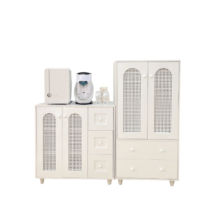 Tủ quần áo DeJoy chất liệu gỗ MDF màu trắng họa tiết lỗ