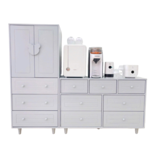 Tủ quần áo DeJoy chất liệu gỗ MDF màu xám hình gấu