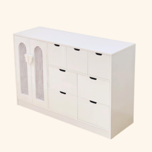 Tủ quần áo DeJoy gỗ MDF màu trắng 7 hình gấu