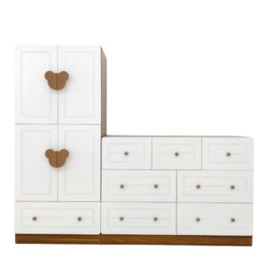 Tủ quần áo DeJoy gỗ MDF màu trắng nâu hình gấu