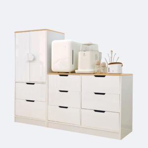 Tủ quần áo DeJoy gỗ MDF màu trắng vàng hình mây