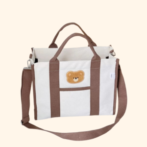 Túi bỉm sữa Upupfour gấu thêu phong cách Hàn Quốc (35*30*13cm)