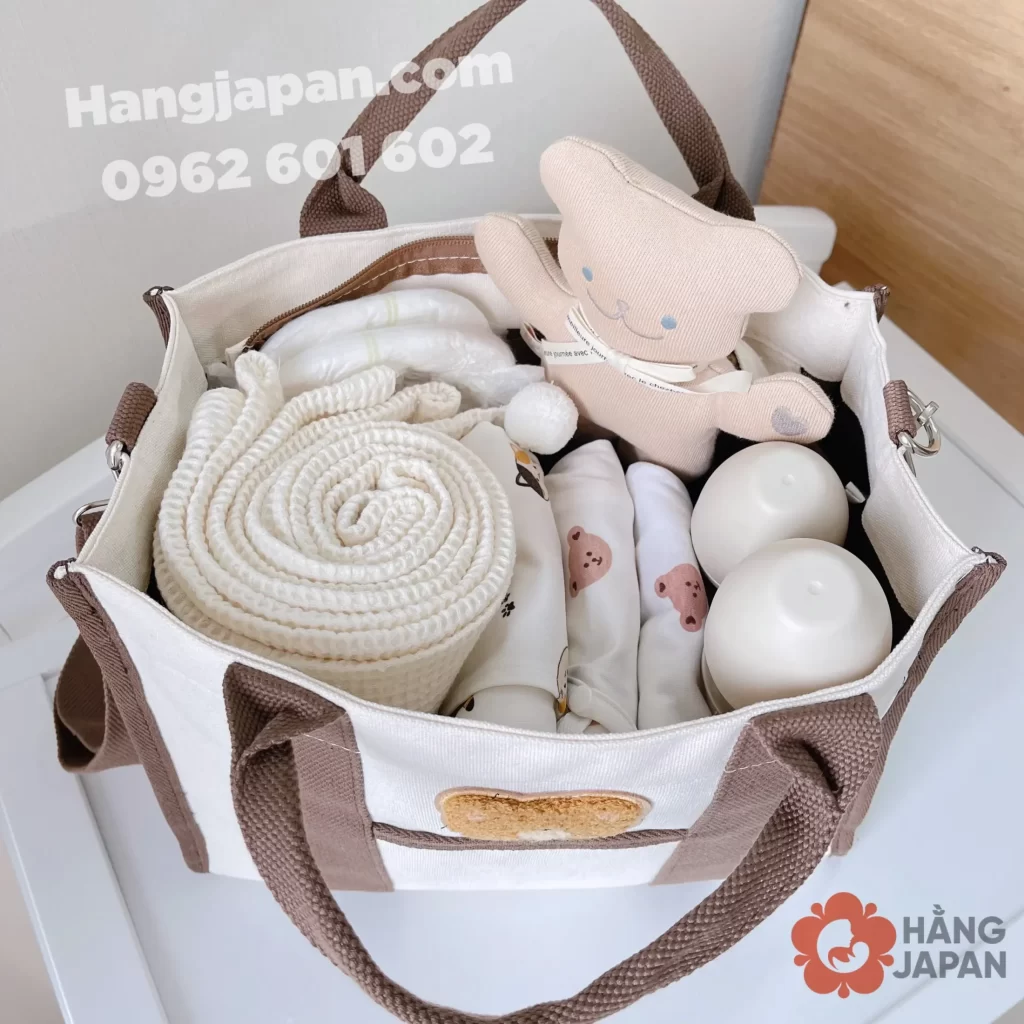 Túi bỉm sữa Upupfour gấu thêu phong cách Hàn Quốc (35*30*13cm) 12 Túi Bỉm Sữa Upupfour Gấu Thêu Phong Cách Hàn Quốc (353013cm) (4)