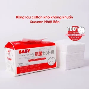 Bông thấm hút kháng khuẩn Suzuran 120 miếng/gói Nhật
