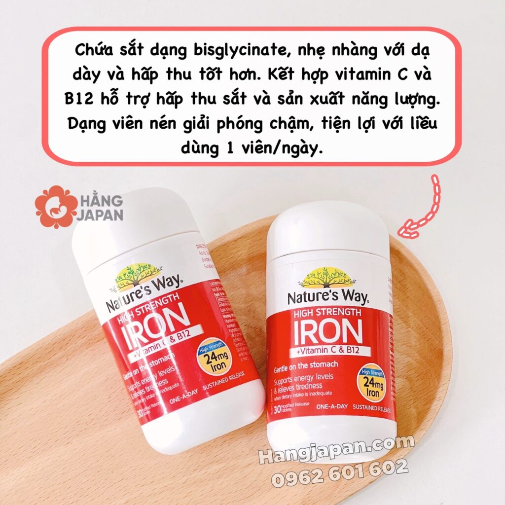 Sắt hữu cơ Nature's Way hàm lượng cao 24mg 30V 12 Sắt Hữu Cơ Nature's Way Hàm Lượng Cao 24mg 30v (3)