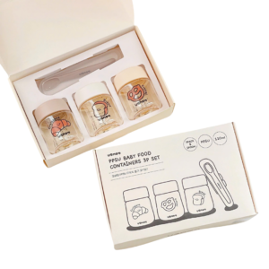 Set 3 hộp trữ đồ ăn kèm thìa Ubmom