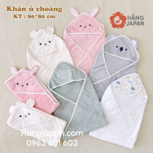 Khăn Ủ choàng cho bé hình gấu, thú ngẫu nhiên (80*82cm)
